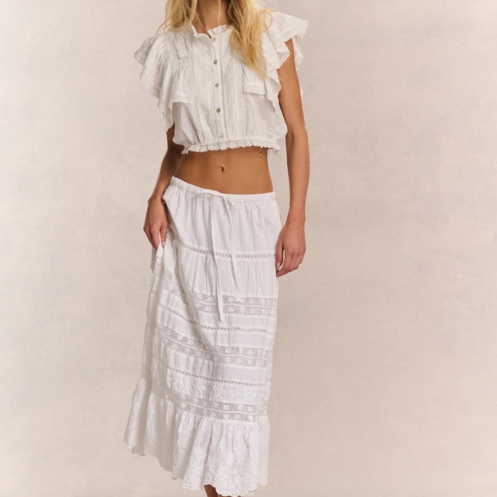 LoveShackFancy Donna Heritage Midi Skirt